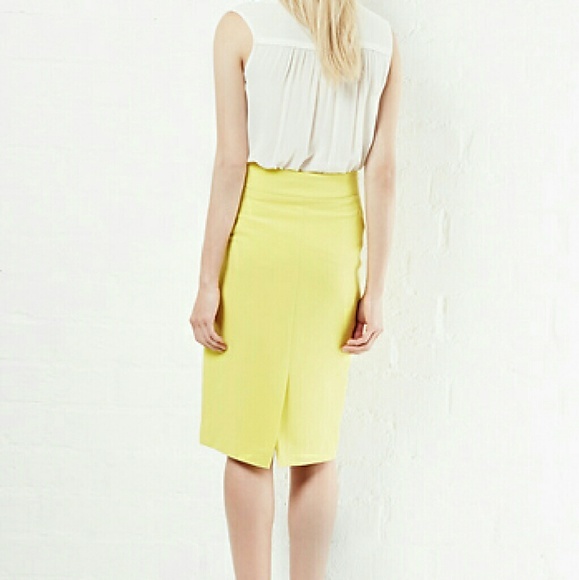 FRNCH Yellow Classic Pencil Skirt - Picture 2 of 4